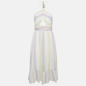 Majorelle Multicolor Candy Stripes Cotton Midi Dress S