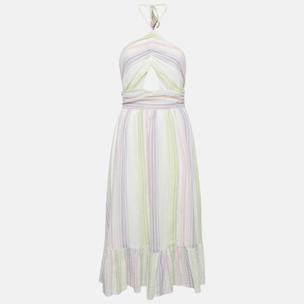 Majorelle Multicolor Candy Stripes Cotton Midi Dress S
