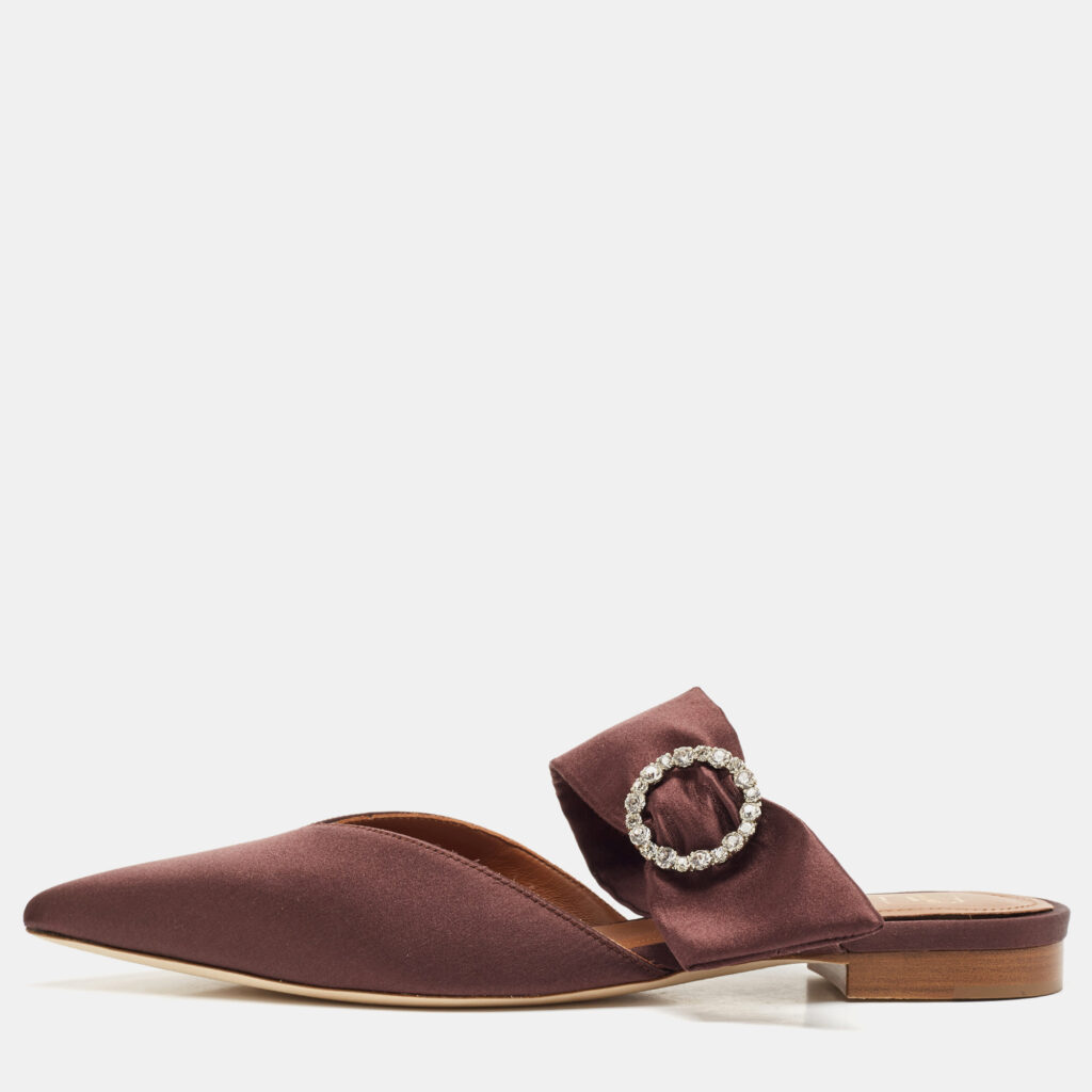 luxury-women-malone-souliers-new-shoes-p1118296-001 Malone Souliers Brown Satin Maite Crystal Buckle Flats Size 40