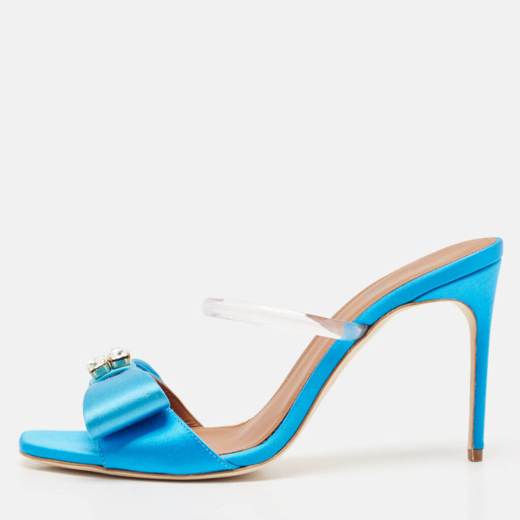 Malone Souliers Blue Satin Emily Mules Size 38