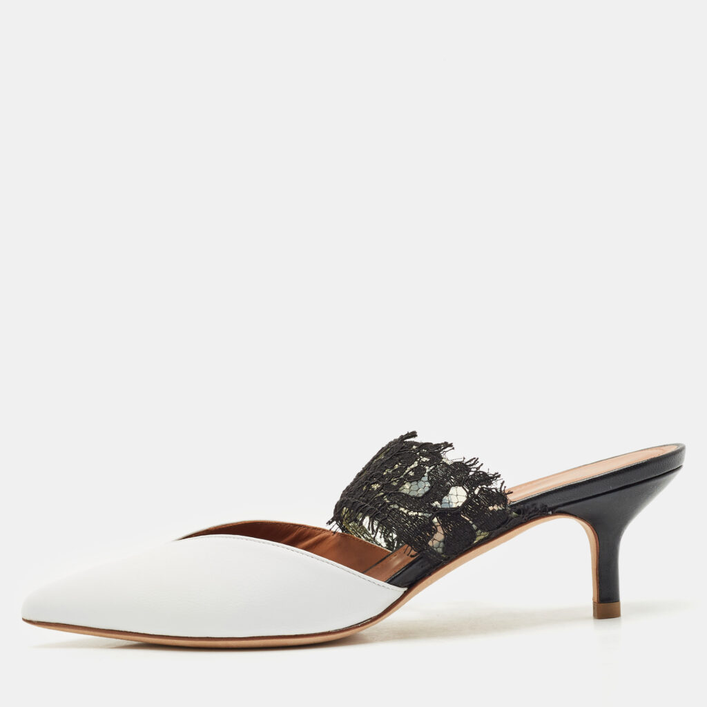 luxury-women-malone-souliers-new-shoes-p1153749-003 Malone Souliers x Emanuel Ungaro White/Black Lace and Leather Maisie Mules Size 36