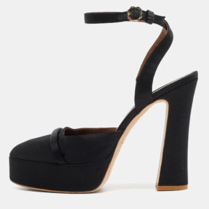 Malone Souliers Black Satin Mora Pumps Size 40