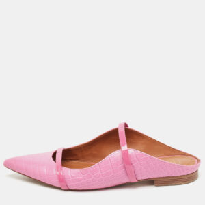 Malone Souliers Purple Embossed Crocodile Maureen Flat Mules Size 42
