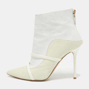 Malone Souliers Cream/White Leather Madison Pointed Toe Ankle Boots Size 38.5