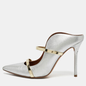 Malone Souliers Silver Leather Maureen Mules Size 38