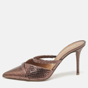 Malone Souliers Metallic Python Embossed Leather Frankie Mules Size 37
