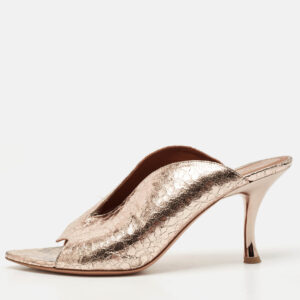 Malone Souliers Gold Metalic Leather Mules Size 40