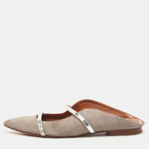 malone souliers grey suede and leather maureen pointed toe flat mules size 40