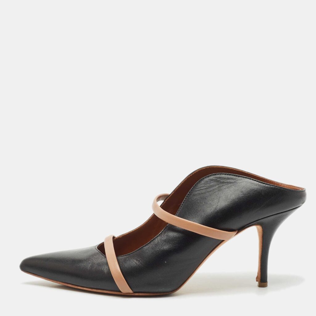 Malone Souliers Black Leather Maureen Heel Mules Size 41