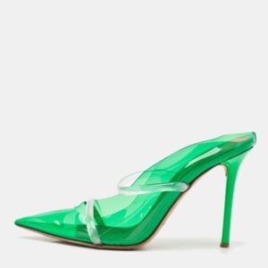 Malone Souliers Green/Transparent PVC Maureen Pointed Toe Mules Size 38.5