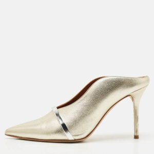 Malone Souliers Gold/Silver Leather Maureen Mules Size 38