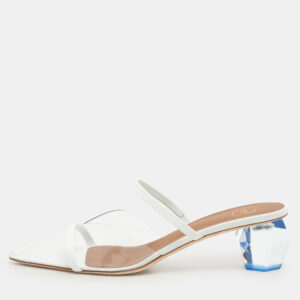 Malone Souliers Transparent/White Leather and PVC Lana Pumps Size 39