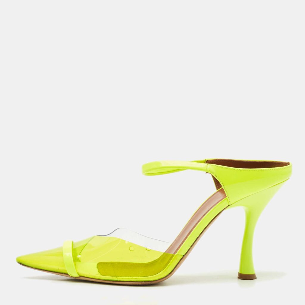 luxury-women-malone-souliers-used-shoes-p1158635-003 Malone Souliers Green/Transparent PVC Maureen Pointed Toe Mules Size 40.5