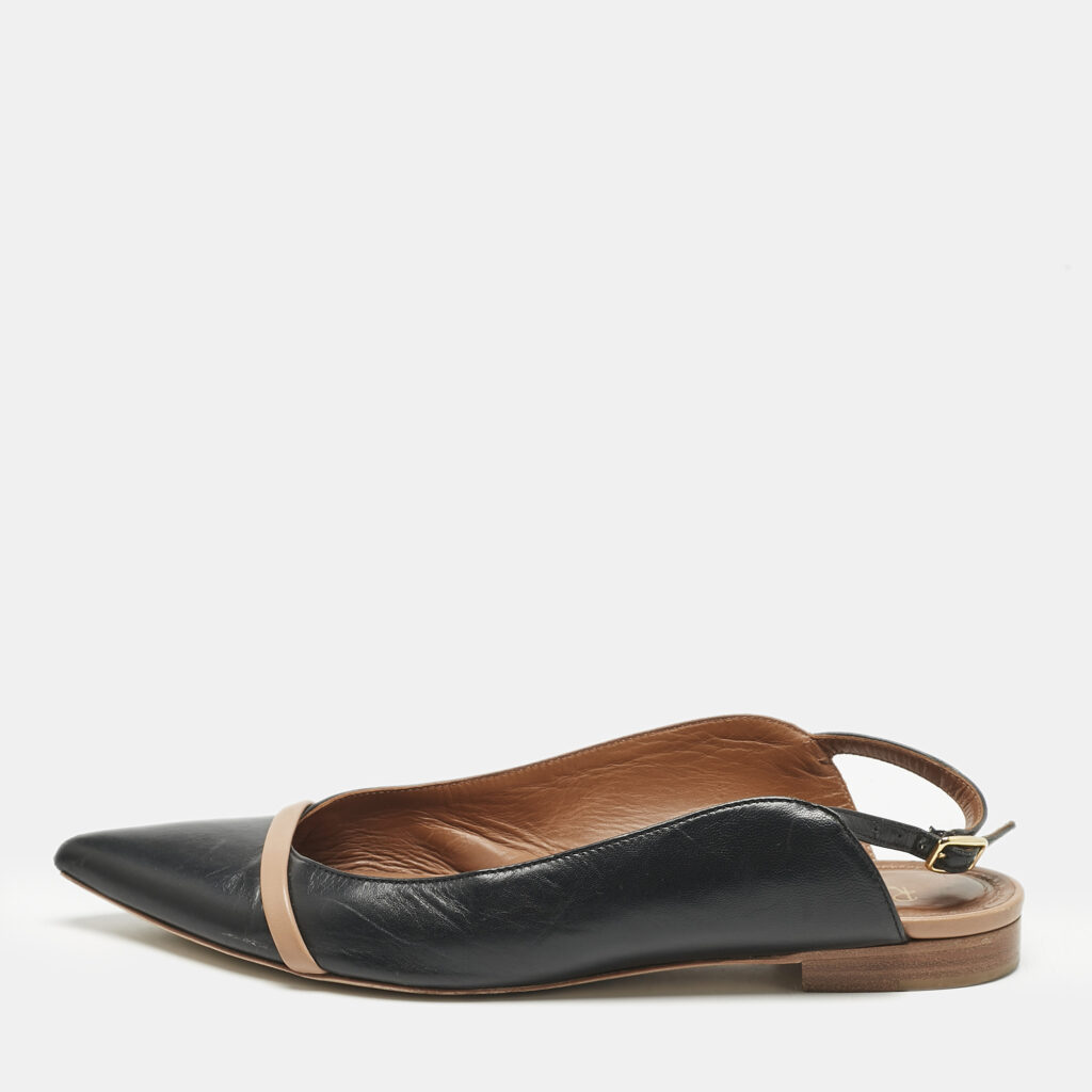 luxury-women-malone-souliers-used-shoes-p1162006-004 Malone Souliers x Roy Luwolt Black Leather Marion Luwolt Slingback Flats Size 37.5