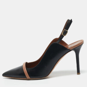 Malone Souliers Black Leather Marion Slingback Pumps Size 38.5