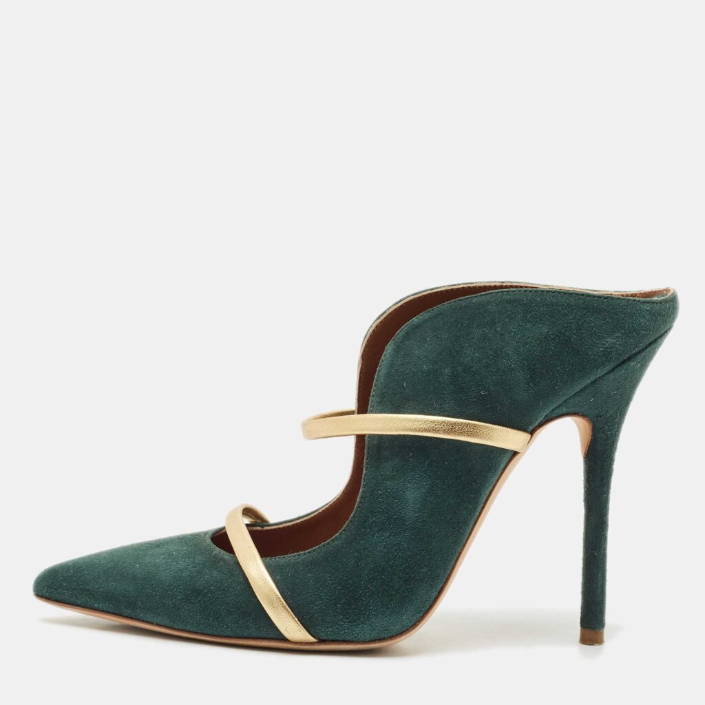 luxury-women-malone-souliers-used-shoes-p1166556-003 Malone Souliers Green Suede Maureen Pumps Size 37.5
