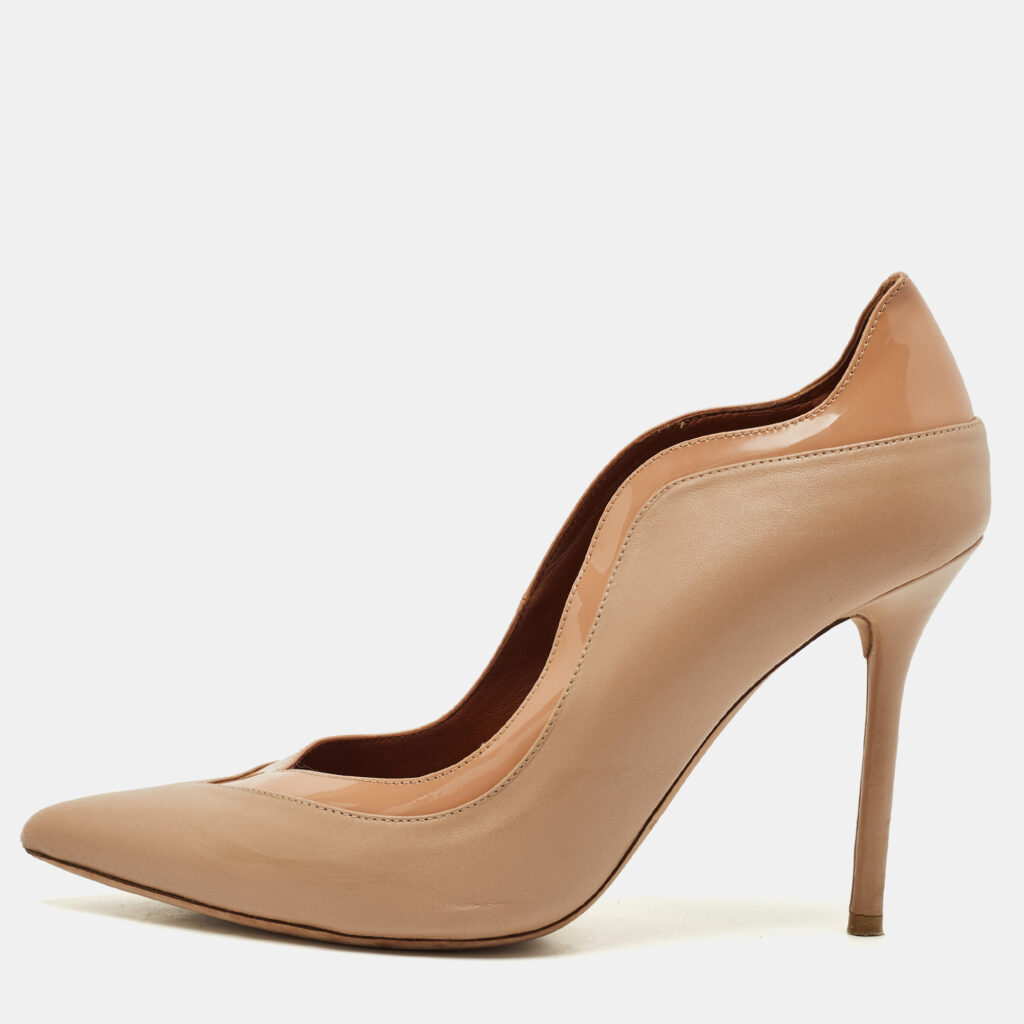 luxury-women-malone-souliers-used-shoes-p1168926-001 Malone Souliers Beige Leather Penelope Pointed Toe Pumps Size 37.5