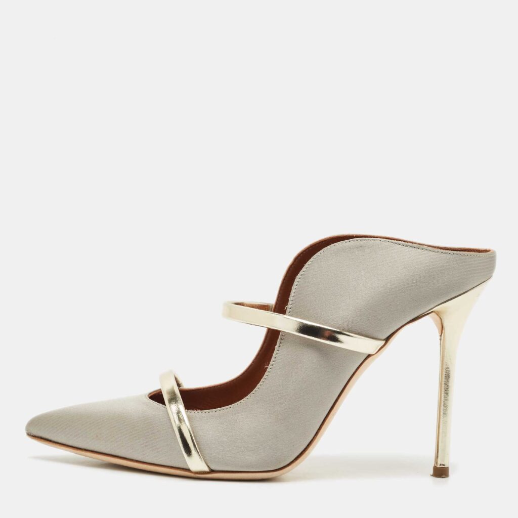 luxury-women-malone-souliers-used-shoes-p1170349-003 Malone Souliers Grey Satin Maureen Heel Mules Size 39