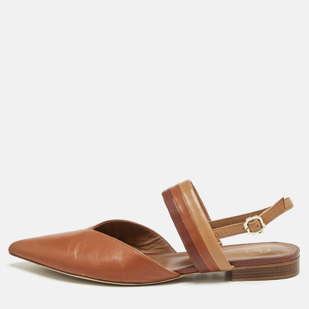 luxury-women-malone-souliers-used-shoes-p1170362-010 Malone Souliers Brown Leather Maisie Slingback Flats Size 40