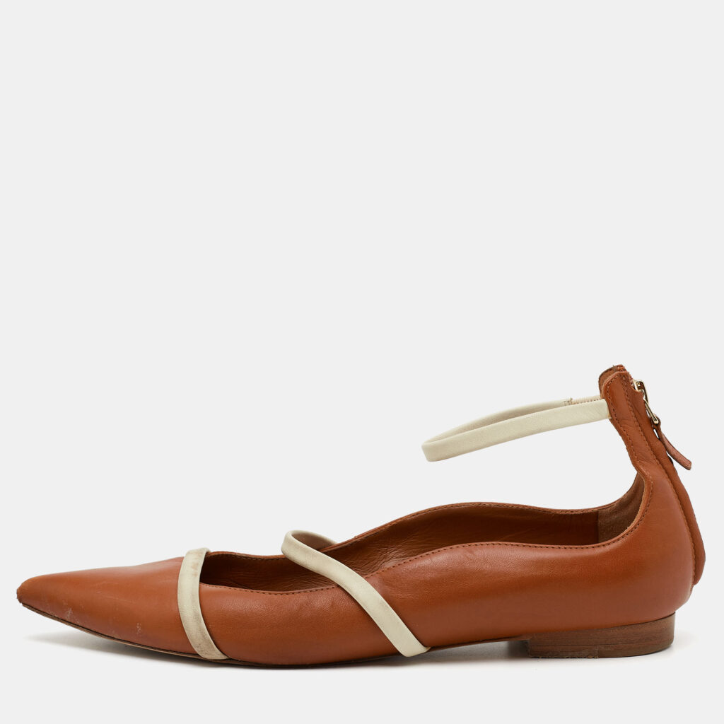luxury-women-malone-souliers-used-shoes-p634985-007-2 Malone Souliers Brown Leather Robyn Ballet Flats Size 38