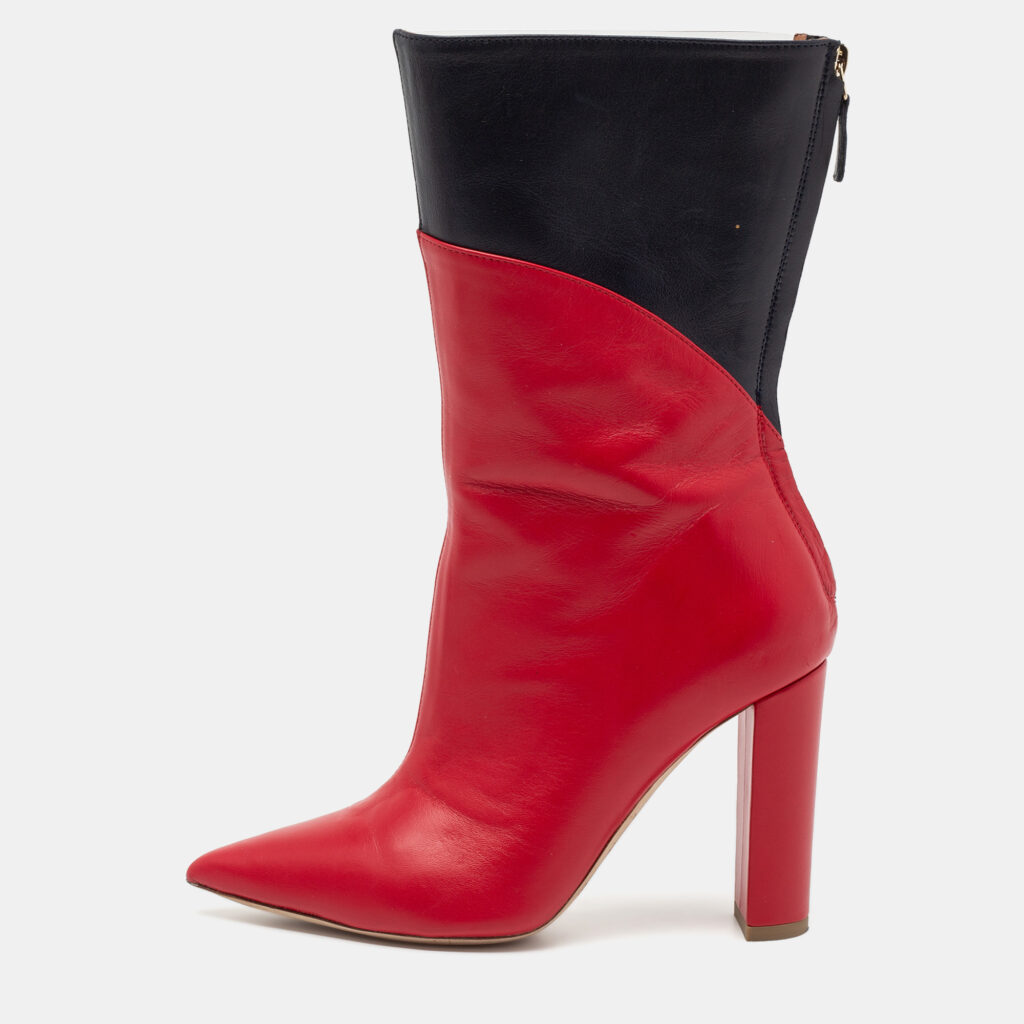 luxury-women-malone-souliers-used-shoes-p693076-005-1 Malone Souliers by Roy Luwolt Red/Blue Leather And PVC Blaire Mid Calf Boots Size 35.5