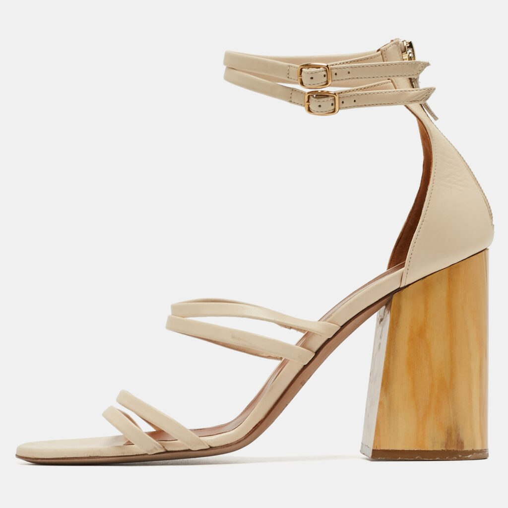 luxury-women-malone-souliers-used-shoes-p932841-001 Malone Souliers Cream Leather Ankle Strap Sandals Size 41