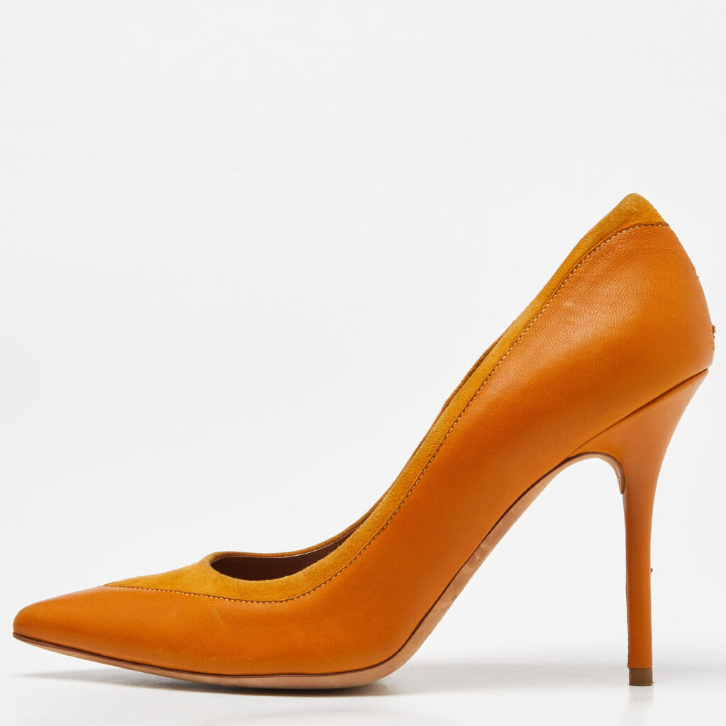 Malone Souliers Mustard Leather and Suede Pointed Toe Pumps Size 39