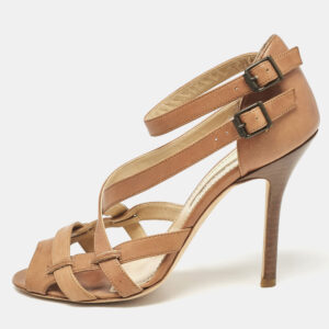 Manolo Blahnik Brown Leather Strappy  Sandals Size 36