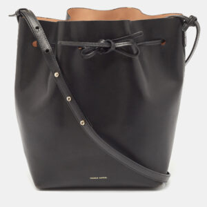 Mansur Gavriel Black Leather Large Drawstring Bucket Bag
