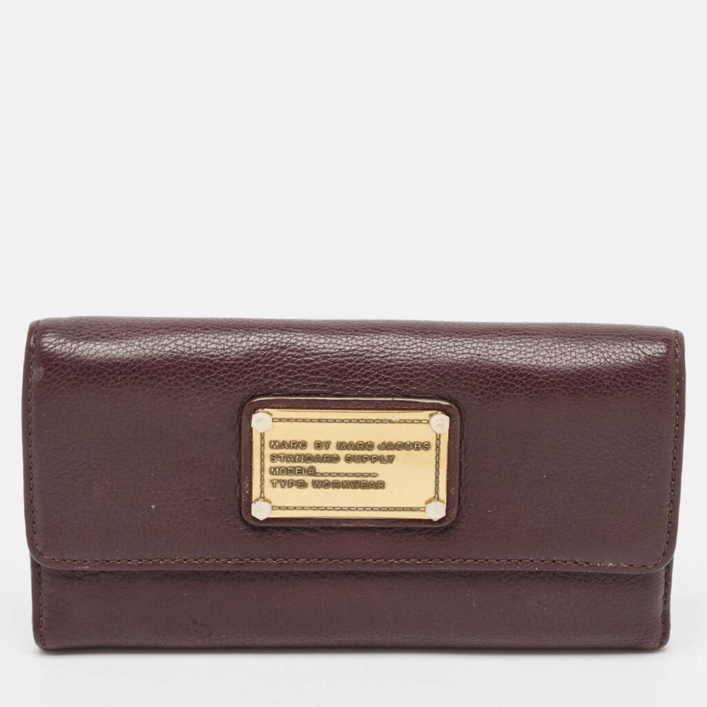 luxury-women-marc-by-marc-jacobs-used-handbags-p1092636-013 Marc by Marc Jacobs Dark Purple Leather Flap Wallet