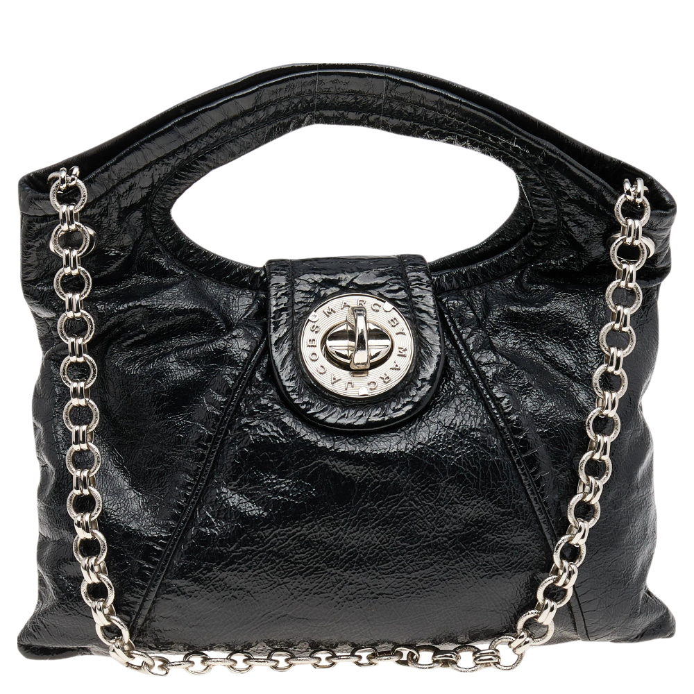 luxury-women-marc-by-marc-jacobs-used-handbags-p556349-006-1 Marc by Marc Jacobs Black Leather Turnlock Shoulder Bag