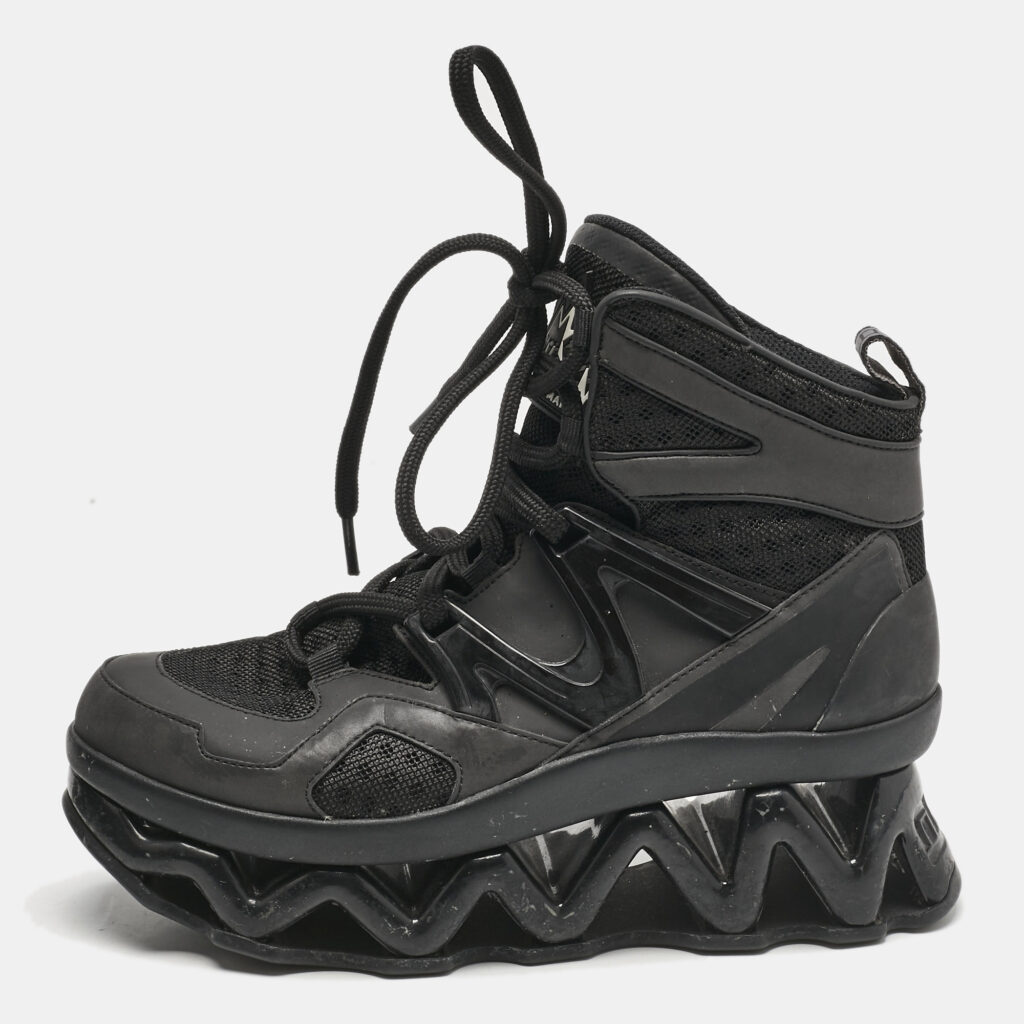 luxury-women-marc-by-marc-jacobs-used-shoes-p1149911-003 Marc by Marc Jacobs Black Leather snd Mesh Spring Platform High Top Sneakers Size 37
