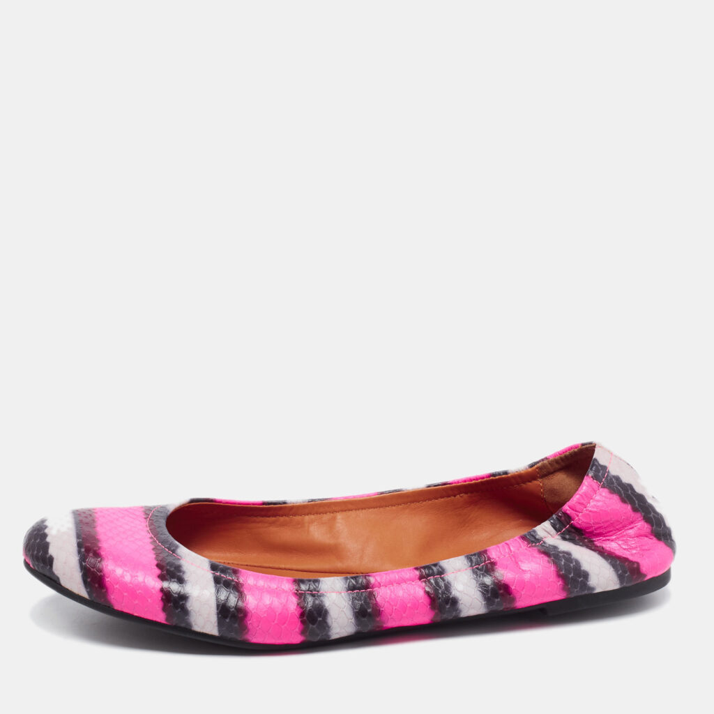 luxury-women-marc-by-marc-jacobs-used-shoes-p647972-001-2 Marc by Marc Jacobs Multicolor Watersnake Embossed Leather Ballet Flat Size 38
