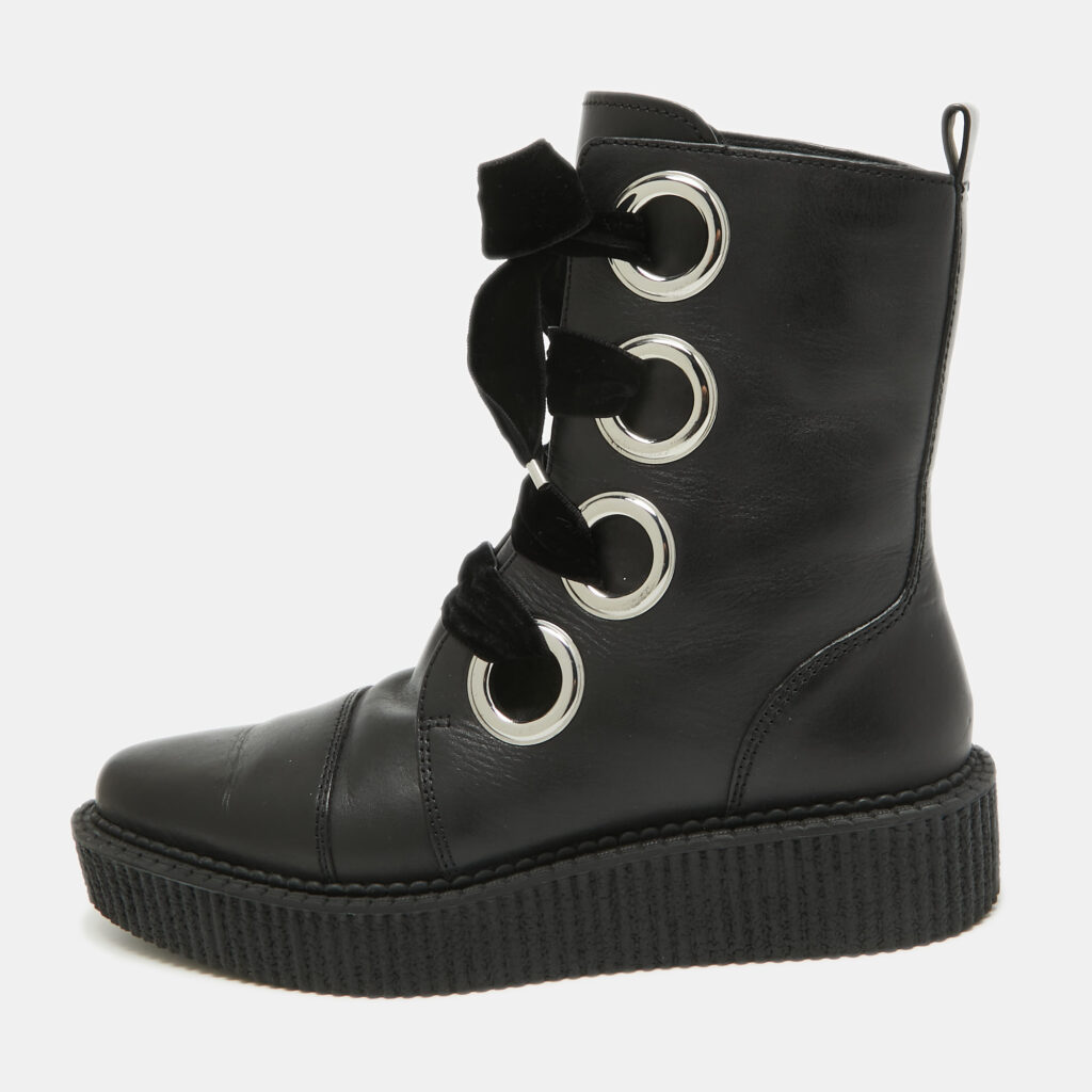 luxury-women-marc-by-marc-jacobs-used-shoes-p941855-001 Marc by Marc Jacobs Black Leather Ankle Boots Size 37.5