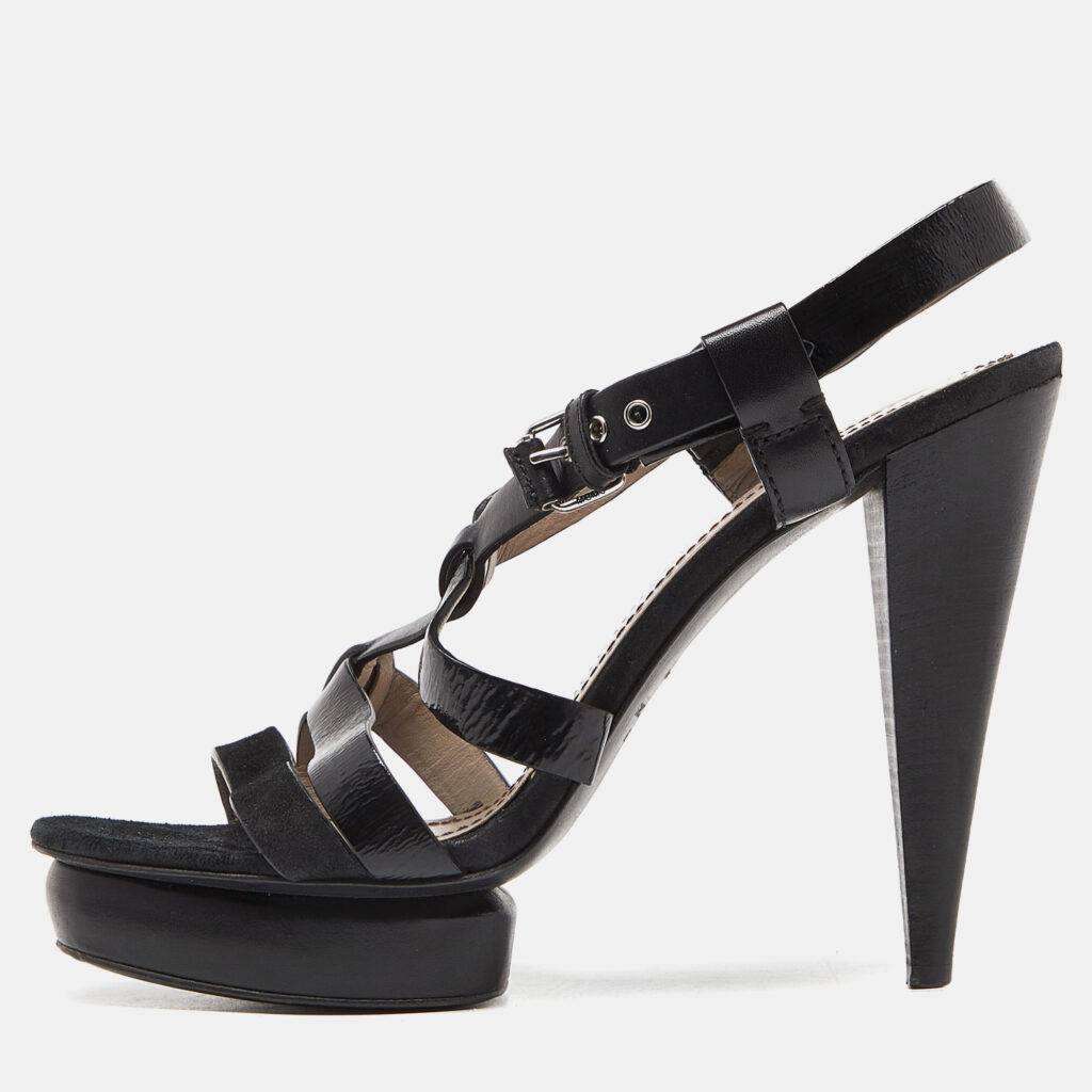 luxury-women-marc-by-marc-jacobs-used-shoes-p969268-001 Marc By Marc Jacobs Black Leather Strappy Platform Sandals Size 40