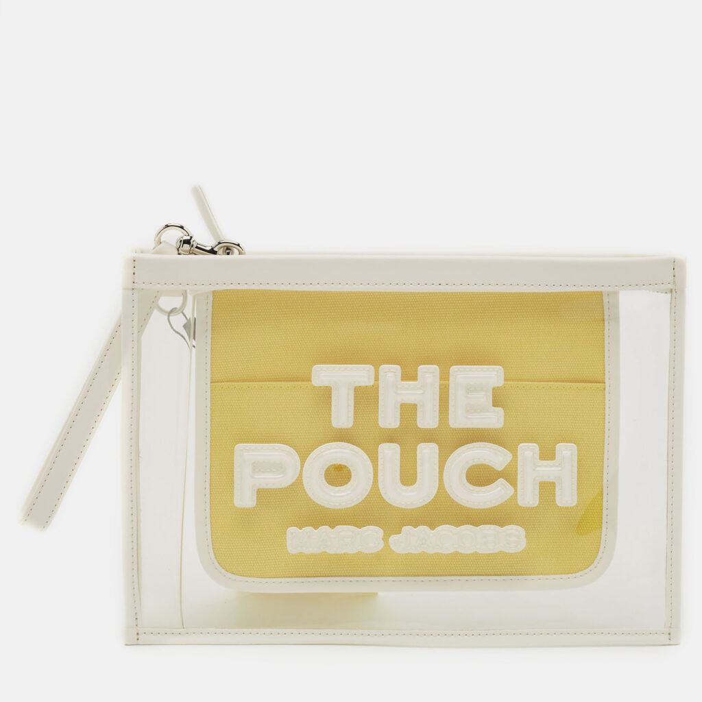 luxury-women-marc-jacobs-new-handbags-p1161418-002.jpg Marc Jacobs White Leather and PVC The Pouch Wristlet Pouch