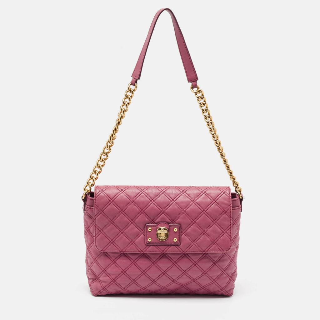 luxury-women-marc-jacobs-used-handbags-p1035337-017 Marc Jacobs Pink Quilted Leather Day To Night Single Shoulder Bag