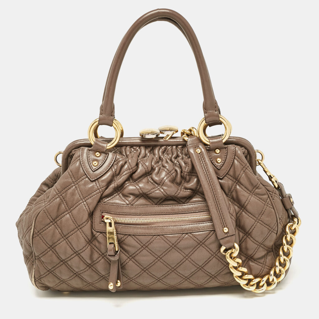 luxury-women-marc-jacobs-used-handbags-p1098934-022 Marc Jacobs Brown Quilted Leather Stam Satchel