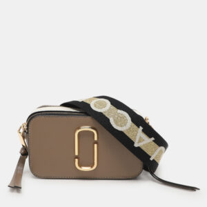 Marc Jacobs Brown/White Leather Snapshot Crossbody Bag