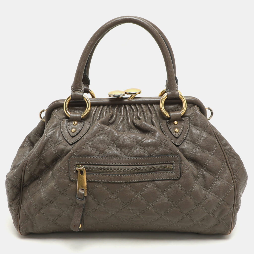 Marc Jacobs Brown Quilted Leather Stam Satchel