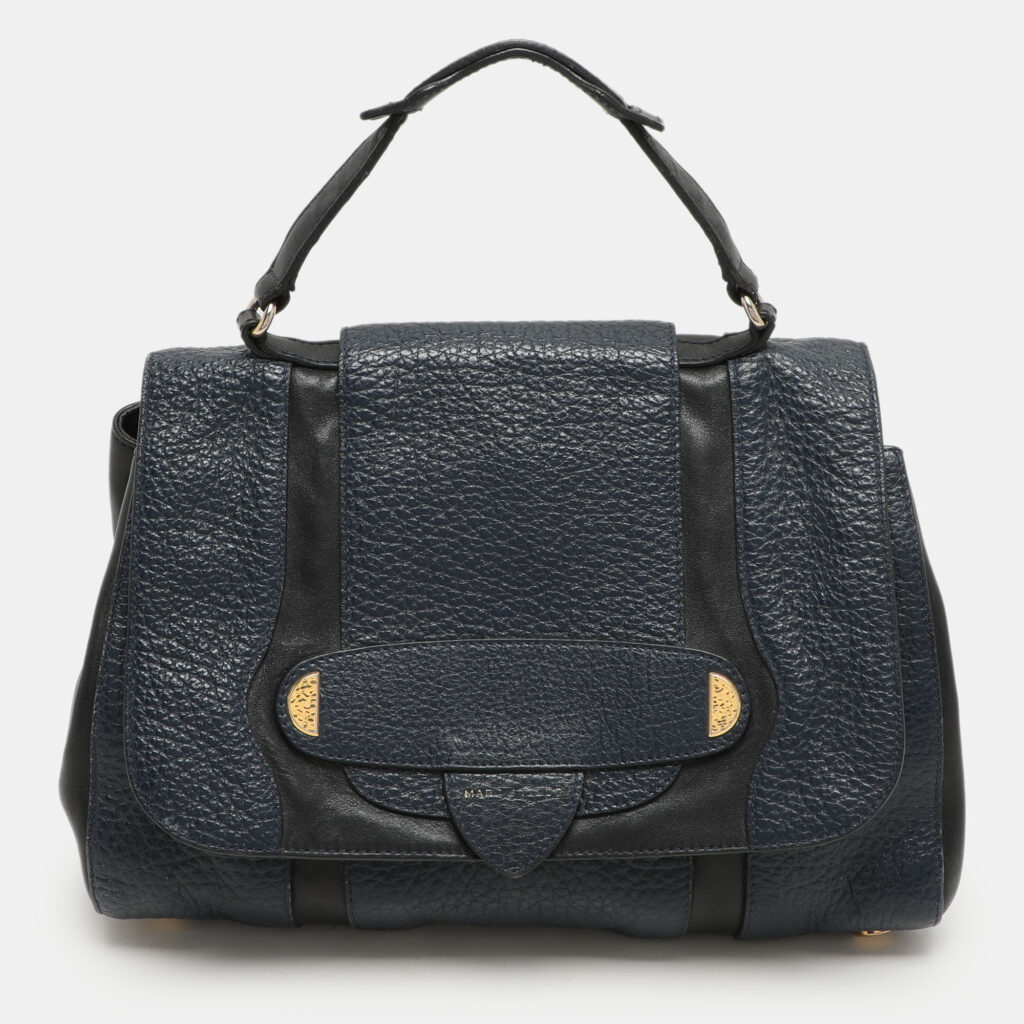 luxury-women-marc-jacobs-used-handbags-p1156584-021 Marc Jacobs Navy Blue/Black Leather Thompson Top Handle Bag