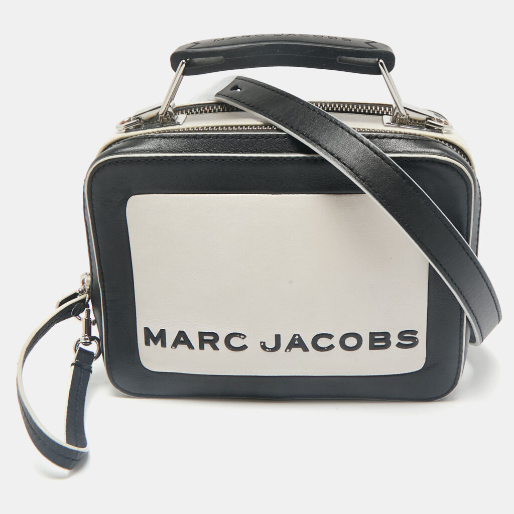 luxury-women-marc-jacobs-used-handbags-p1156874-013 Marc Jacobs Black/White Leather The Mini Box Bag