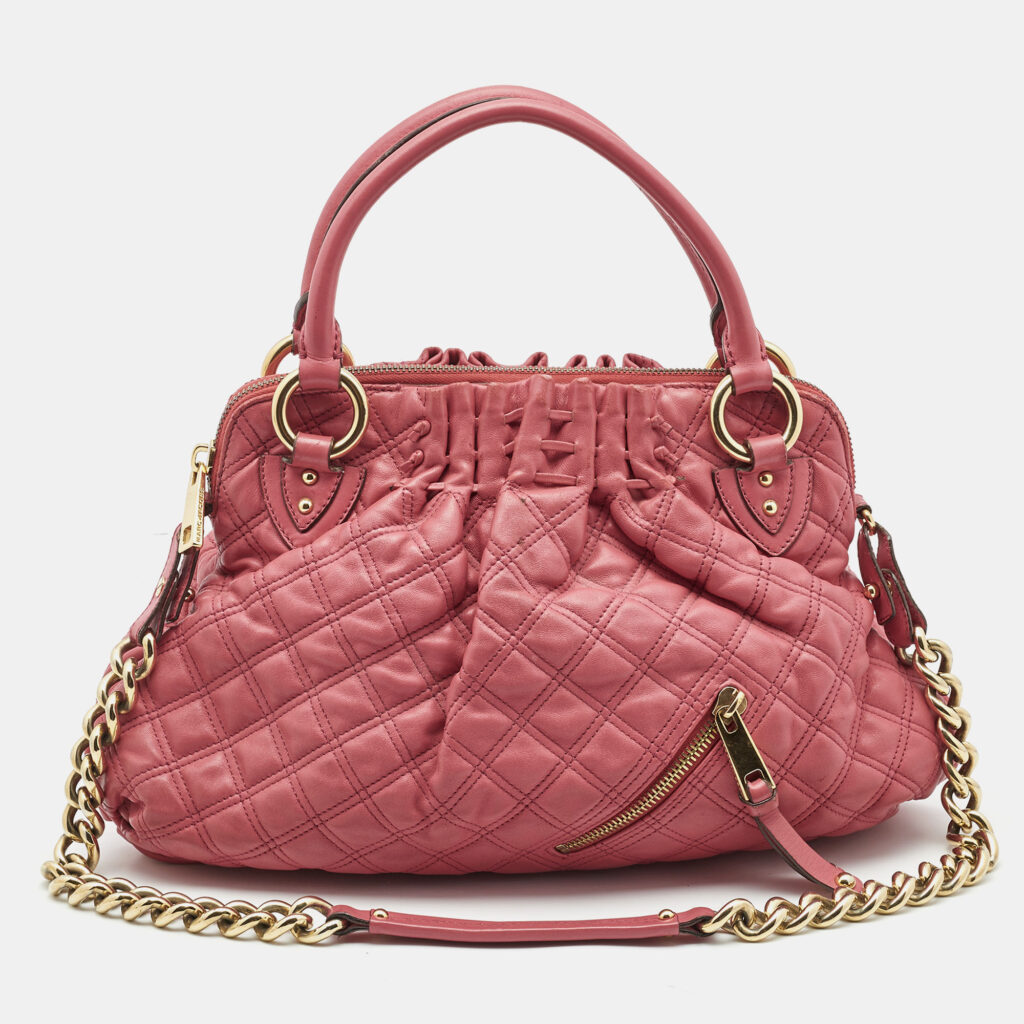 luxury-women-marc-jacobs-used-handbags-p768834-015 Marc Jacobs Pink Quilted Leather Cecilia Shoulder Bag