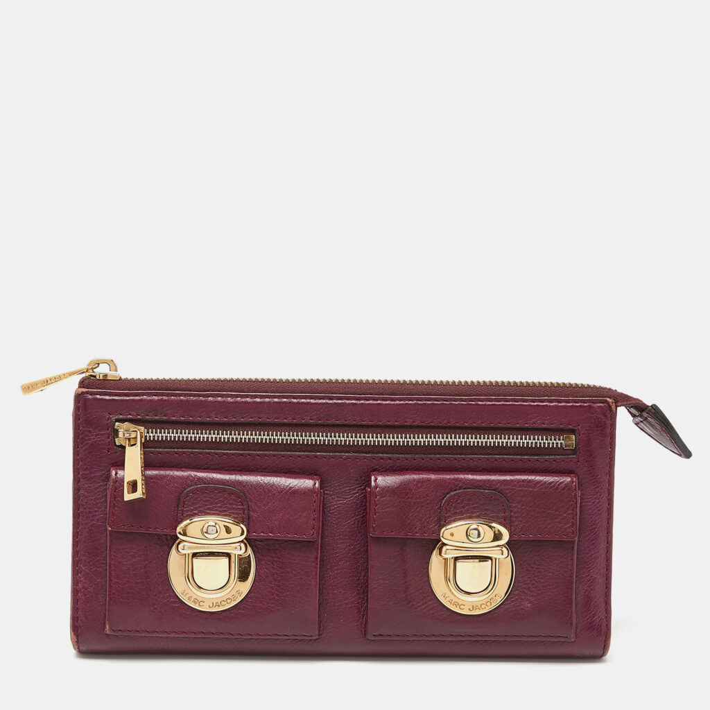 luxury-women-marc-jacobs-used-handbags-p917864-010 Marc Jacobs Magenta Leather Zip Continental Wallet