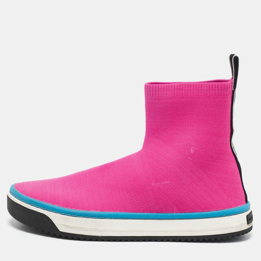 luxury-women-marc-jacobs-used-shoes-p1163418-001 Marc Jacobs Neon Pink Knit Fabric Dart Sock Sneakers Size 40