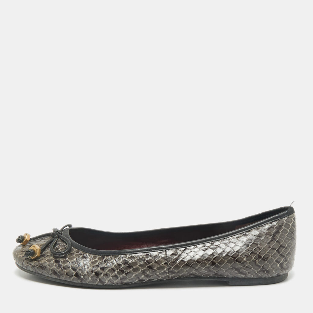 luxury-women-marc-jacobs-used-shoes-p1169410-001 Marc Jacobs Green Python Leather Ballet Flats Size 38