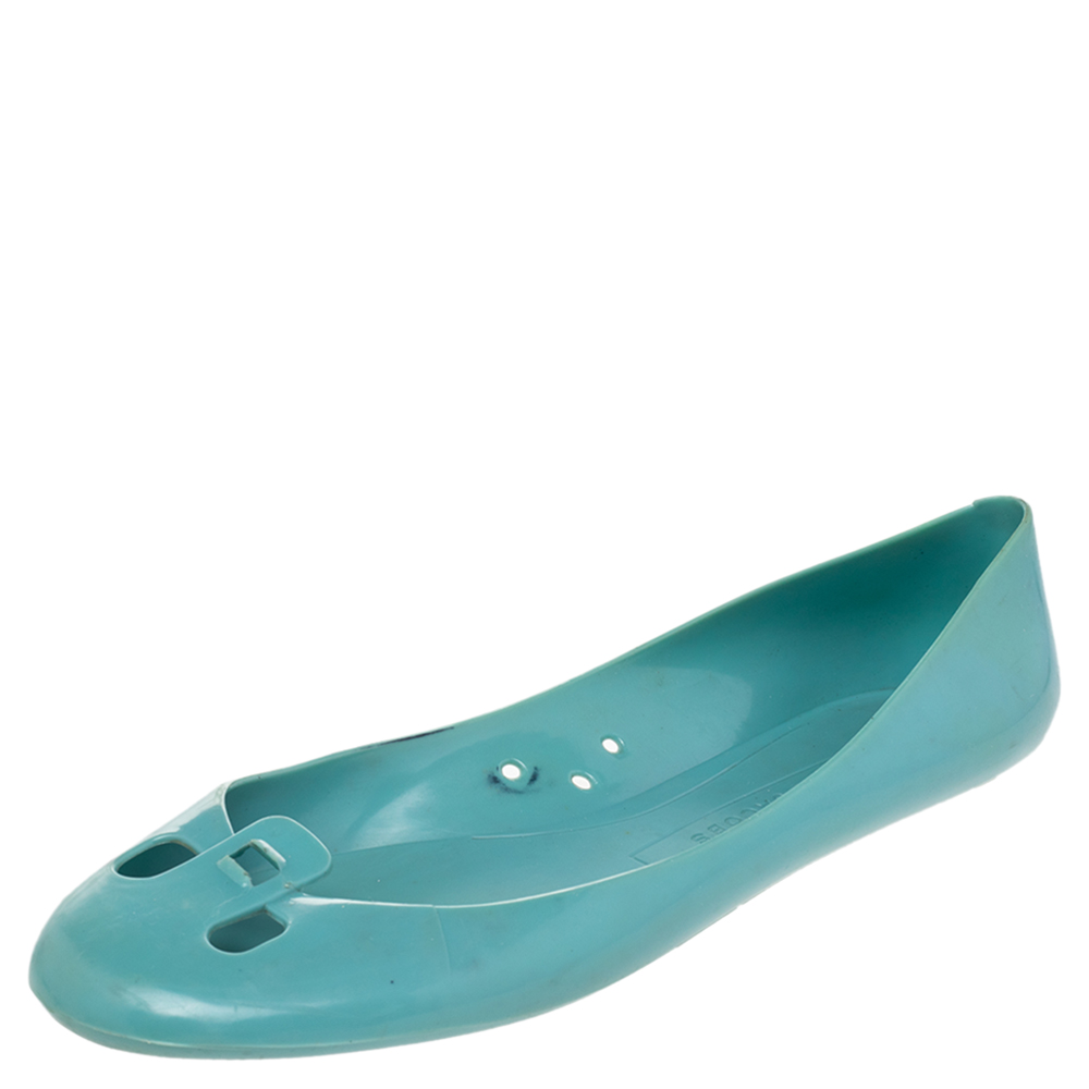 luxury-women-marc-jacobs-used-shoes-p487486-001 Marc Jacobs Blue Rubber Ballet Flats Size 38