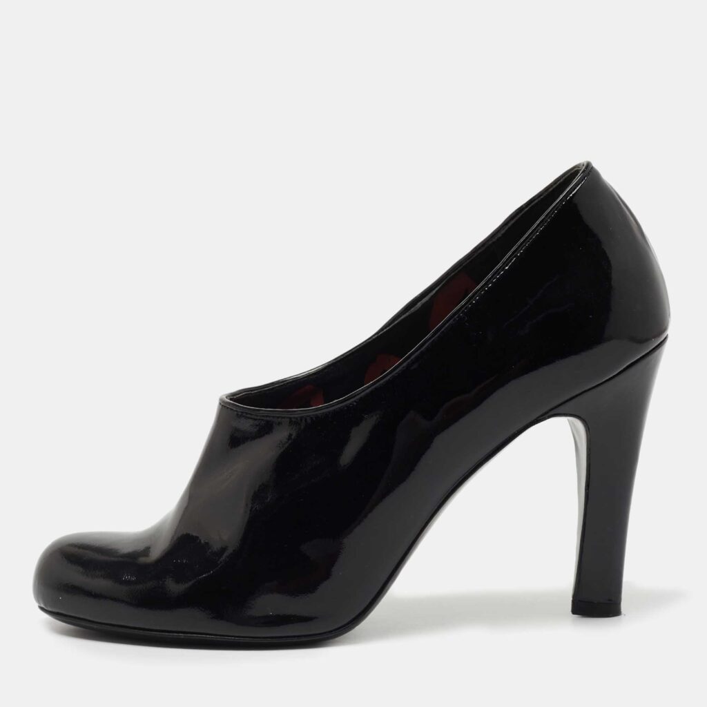 luxury-women-marc-jacobs-used-shoes-p753755-003 Marc By Marc Jacobs Black Patent Leather Ankle Booties Size 39.5