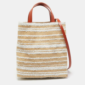 Marni Tricolor Leather and Straw Mini Museo Tote