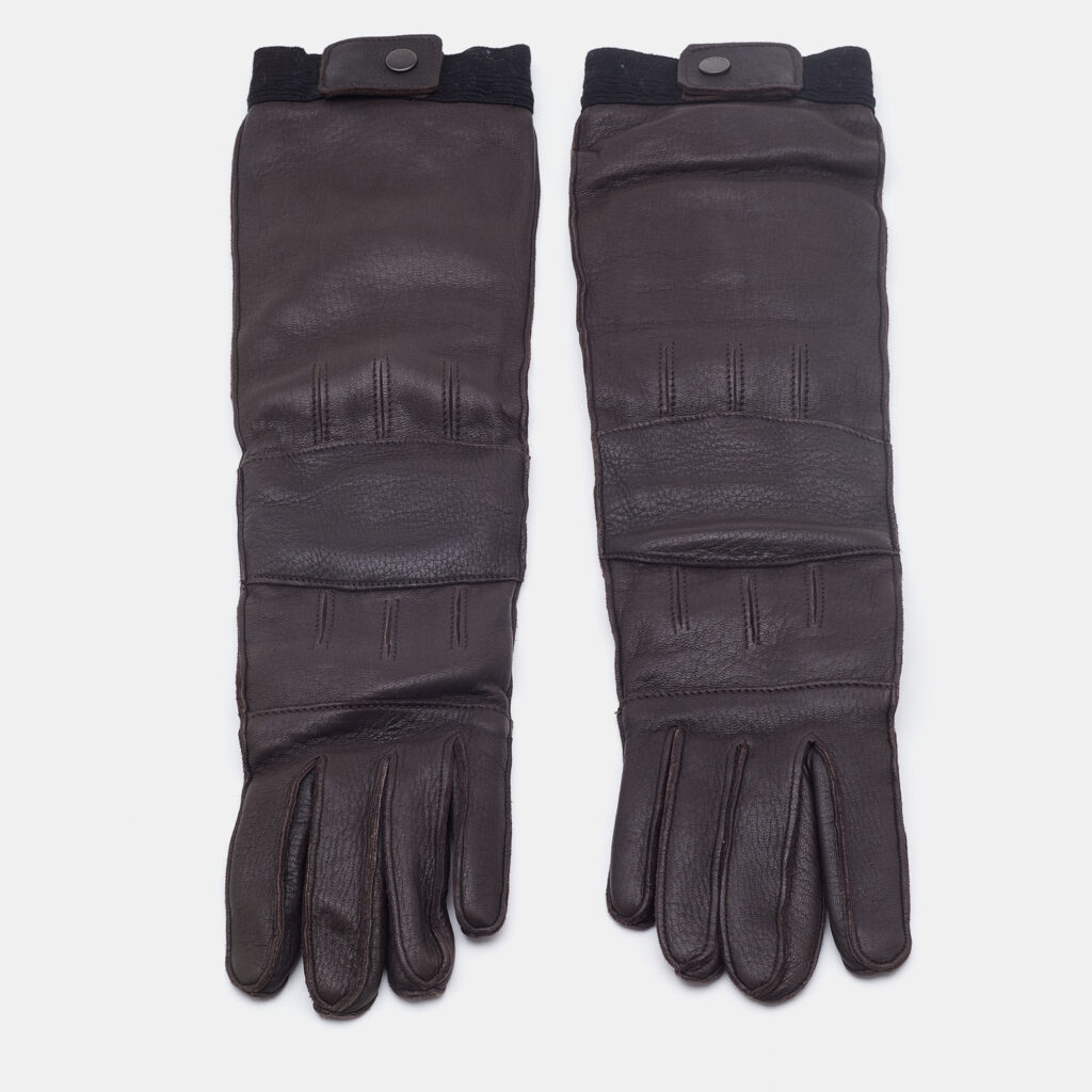 luxury-women-marni-used-accessories-p808920-004 Marni Dark Brown Leather Long Gloves